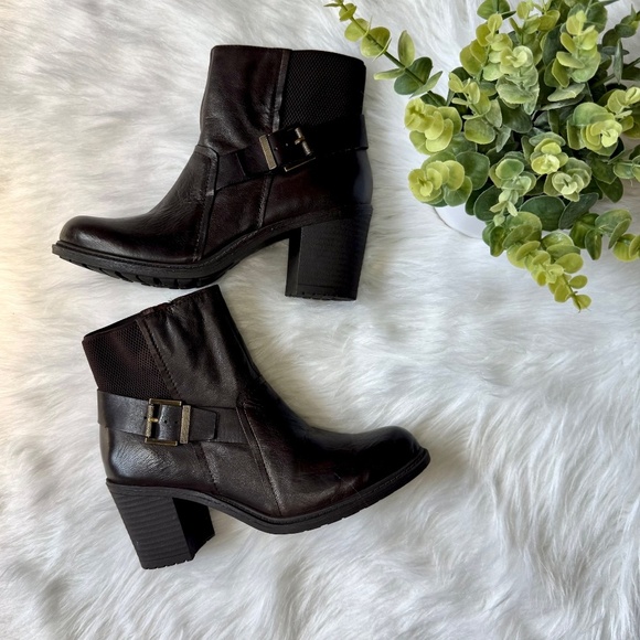 Nicole Reiny Dark Dune Leather Ankle Bootie with Block Heel Size 7.5 - Picture 4 of 12